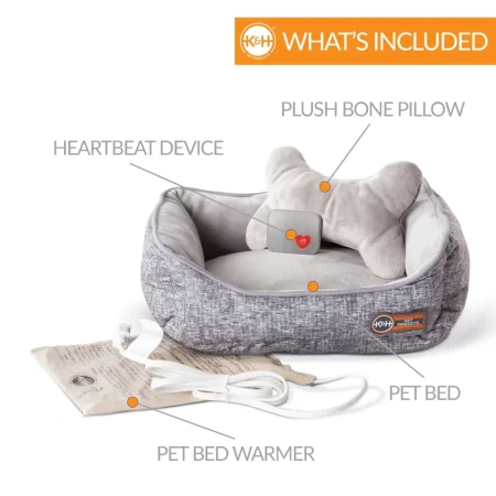 Calming Mothers Heartbeat Heated Bed for Puppies